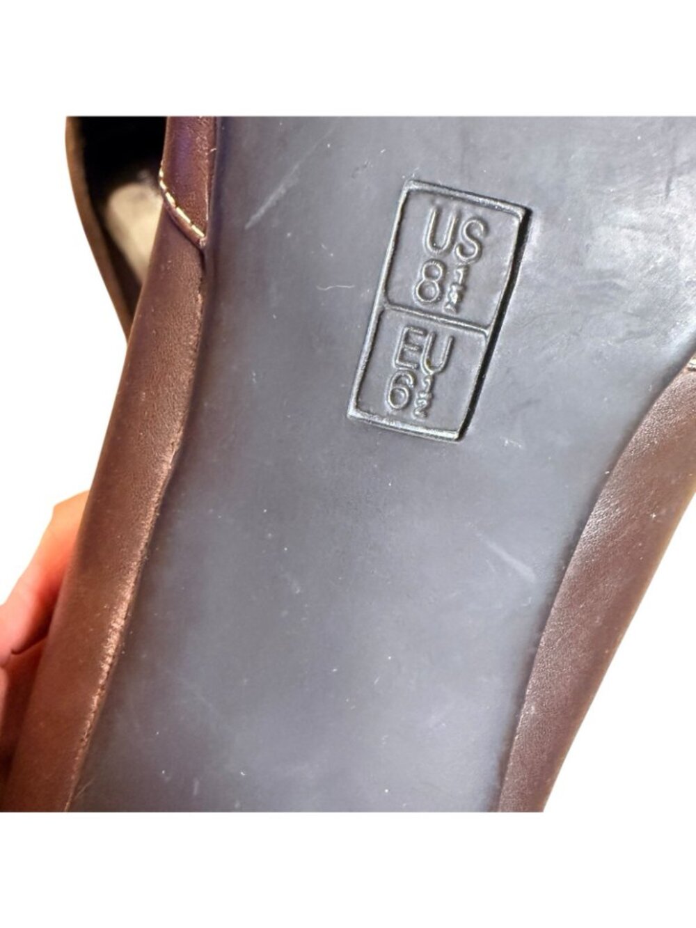 Hillard & Hanson Women's Brown Leather Open Toe Heels Size 8.5 - Picture 6 of 6